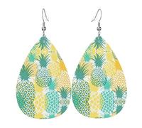 Orecchini pendenti a forma di foglia con stampa di pino tropicale Orecchini in pelle PU a forma di cuore per San Valentino