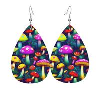 Orecchini pendenti a forma di funghi luminosi con stampa artistica su entrambi i lati, accessori per tutte le occasioni