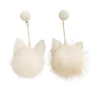 Orecchini pendenti a forma di gatto con pompon, orecchini decorativi da donna, graziosi orecchini in finta pelliccia per abiti quotidiani, feste, appuntamenti, compleanni e costumi