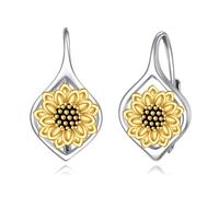Orecchini pendenti a forma di girasole in argento Sterling S925, eleganti orecchini a cerchio con fiore di sole, gioielli regalo per donne