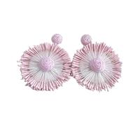 Orecchini pendenti a forma di girasoli in rafia realizzati a mano, leggeri, accessori estivi, accessori per feste in spiaggia, One Size, come descritto, come descritto