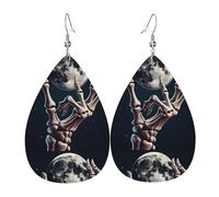 Orecchini pendenti a forma di lacrime con orecchie a goccia, in pelle, cielo stellato, magico, scheletro, mano, Natale, Halloween, donna, regalo alla moda, per feste, amici, matrimonio