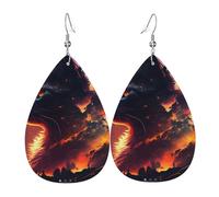 Orecchini pendenti a forma di lacrime con orecchie a goccia, in pelle, motivo animali di fuoco, Natale, Halloween, donna, regalo alla moda, per feste, amici, matrimonio