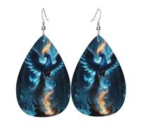 Orecchini pendenti a forma di lacrime con orecchie a goccia, in pelle, motivo fenice di fuoco, Natale, Halloween, donna, regalo alla moda, per feste, amici, matrimonio