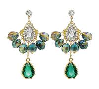 Orecchini pendenti a forma di lampadario in cristallo verde smeraldo, da donna, vintage, perfetti per balli, matrimoni, San Valentino, festa della mamma, anniversari, cene e feste cocktail