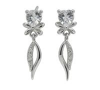 Orecchini pendenti a forma di libellula con cuore zircone, orecchini pendenti in rame placcato argento con post in argento sterling 925, Gioielli eleganti per la festa di nozze quotidiana