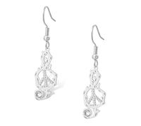 Orecchini pendenti a forma di nota musicale in acciaio inox con simbolo della pace per amanti della musica gioielli regalo per donne e adolescenti Misura unica (argento)