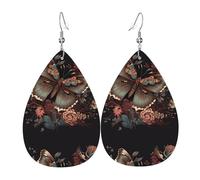 Orecchini pendenti a forma di orecchie a goccia, in pelle, a forma di farfalla, per Natale, Halloween, donna, regalo alla moda, per feste, amici, matrimoni