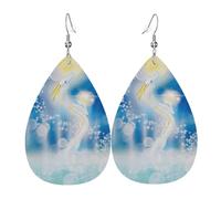 Orecchini pendenti a forma di orecchie a goccia, in pelle, con drago blu, per Natale, Halloween, donna, regalo alla moda, per feste, amici, matrimonio