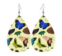 Orecchini pendenti a forma di orecchie a goccia, in pelle, con farfalle, belli e colorati, per Natale, Halloween, donna, regalo alla moda, per feste, amici, matrimoni