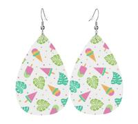 Orecchini pendenti a forma di orecchie a goccia, in pelle, con foglie di gelato colorate, per Natale, Halloween, donna, regalo alla moda, per feste, amici, matrimonio