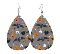 Orecchini pendenti a forma di orecchie a goccia, in pelle, con teschio, pipistrello, zucca, Natale, Halloween, donna, regalo alla moda, per feste, amici, matrimonio