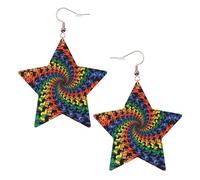 Orecchini pendenti a forma di orsetto che ballano tie-dye, da donna, con stella scintillante, gioielli alla moda per una serata fuori, One Size, Pelle