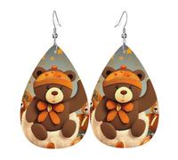 Orecchini pendenti a forma di orso del Ringraziamento che ballano per le donne, orecchini pendenti a stella festiva, gioielli chic per celebrazioni, One Size, Pelle