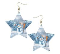 Orecchini pendenti a forma di pupazzo di neve, da donna, con stella scintillante, gioielli alla moda per una serata fuori, One Size, Pelle