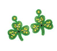 Orecchini pendenti a forma di quadrifoglio con perline leggere a tema Patricks Day Trendy Jewelry Accessorio per gli amanti della moda orecchini con perline colorate, Misura unica, come descritto