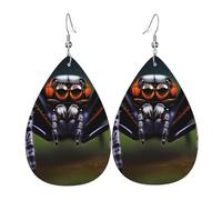 Orecchini pendenti a forma di ragni tropicali della foresta pluviale, in pelle sintetica su entrambi i lati, ganci ipoallergenici placcati argento, leggeri, idea regalo