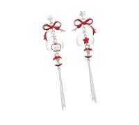 Orecchini pendenti a forma di scacciapensieri con nappe in oro o argento pendenti con nappe, clip per le orecchie da donna, accessori casual per feste, One Size, come descritto, come descritto