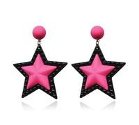 Orecchini pendenti a forma di stella al neon anni '80, da donna, vintage, idea regalo, accessori per feste serali, Plastica