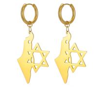 Orecchini pendenti a forma di stella di David, da donna, con bandiera ebraica, Palestina, Israele, mappa del paese, amuleto ebraico, gioielli regalo giudaica