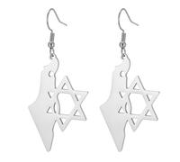 Orecchini pendenti a forma di stella di David, da donna, con bandiera ebraica, Palestina, Israele, mappa del paese, amuleto ebraico, gioielli regalo giudaica