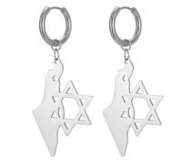 Orecchini pendenti a forma di stella di David, da donna, con bandiera ebraica, Palestina, Israele, mappa del paese, amuleto ebraico, gioielli regalo giudaica