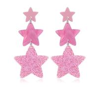 Orecchini pendenti a forma di stella rosa brillante da donna in acrilico con nappe lunghe stelle celesti Y2K dichiarazione paillettes ciondoli pendenti pendenti leggeri moda vacanza festival di Natale