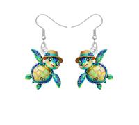 Orecchini pendenti a forma di tartaruga marina blu, design artistico in acrilico, gioielli da donna con animali dell'oceano, gioielli estivi per feste in spiaggia, regali per donne, accessori