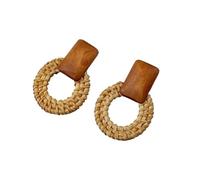 Orecchini pendenti a forma di triangolo, realizzati a mano, in legno di bambù, intrecciati, in rattan, per donne e ragazze, da spiaggia, Misura unica, Agata