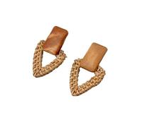 Orecchini pendenti a forma di triangolo, realizzati a mano, in legno di bambù, intrecciati, in rattan, per donne e ragazze, da spiaggia, Misura unica, Agata