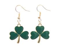 Orecchini pendenti a forma di trifoglio verde, orecchini pendenti a forma di quadrifoglio, accessori per il giorno di San Patrizio