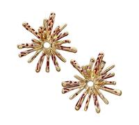 Orecchini pendenti a forma opere fuoco alla decorati con pietre rosse scintillanti Accessori per orecchie fatti a mano per donne Eleganti orecchini