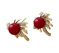 Orecchini pendenti a forma opere fuoco alla decorati con pietre rosse scintillanti Accessori per orecchie fatti a mano per donne Eleganti orecchini