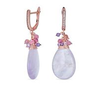 Orecchini Pendenti A Goccia A Forma Di Pera Con Ametista Viola Chiaro, Decorati Con Perline Di Cristallo Multicolore E Filo Avvolto, In Stile Boho, Per Donna, Placcati In Oro Giallo Con Chiusura A