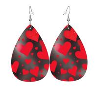Orecchini pendenti a goccia con cuori rossi e stampa fuochi d'artificio per donne, gioielli alla moda, accessori per uso quotidiano