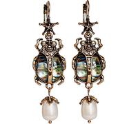 Orecchini pendenti a goccia con gioielli indiani ossidati per donna Orecchini vintage in abalone con scarabeo unico e strano, per donna
