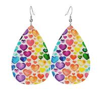 Orecchini pendenti a goccia con stampa di cuori arcobaleno eleganti gioielli alla moda da donna per San Valentino