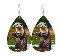 Orecchini pendenti a goccia con stampa di lontre marroni a forma di animale, eleganti gioielli da donna, gioielli alla moda per San Valentino e feste