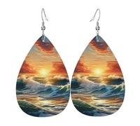 Orecchini pendenti a goccia con stampa di paesaggi oceanici e tramonto, gioielli per donne, San Valentino, festival, viaggi