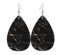 Orecchini pendenti a goccia con stampa marmorizzata in oro nero, eleganti gioielli alla moda da donna per San Valentino