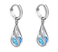 Orecchini pendenti a goccia con zirconi e strass eleganti per le donne scintillanti cerchi da sera affascinanti gioielli da sposa regalo alla moda dichiarazione, rame, Pietra secondaria