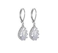 Orecchini pendenti a goccia con zirconia cubica per donne e ragazze, ipoallergenici, con cristalli di zirconia cubica, pendenti a goccia, a forma di cuore, in filigrana, con chiusura a monachella