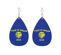 Orecchini pendenti a goccia in acrilico con stampa bandiera dell'Oregon, leggeri e alla moda, One Size, Acrilico, Nessuna pietra preziosa