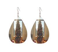 Orecchini Pendenti A Goccia In Finta Pelle Beautiful Christmas Tree Squisito Orecchini In Pelle Moda Ciondolo Con Pendente A Goccia Per Feste Uso Quotidiano Feste