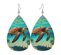 Orecchini Pendenti A Goccia In Finta Pelle Green Turtle Caribbean Sea Leggeri Orecchini Da Donna Moda Ciondolo Con Pendente A Goccia Per Feste Matrimoni Balli