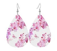 Orecchini Pendenti A Goccia In Finta Pelle Pink Flowers And Butterfly Lussuoso Orecchini Da Donna Leggeri Ciondolo Con Pendente A Goccia Per Accessori Matrimoni Feste