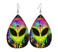 Orecchini Pendenti A Goccia In Finta Pelle Rainbow Splatter Space Alien Third Eye Lussuoso Orecchini Da Donna Leggeri Ciondolo A Goccia Per Appuntamenti Uso Quotidiano Feste
