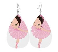 Orecchini pendenti a goccia in pelle con stampa di ballerina ballerina elegante e leggero per donne e ragazze, taglia unica, in pelle, senza pietre preziose