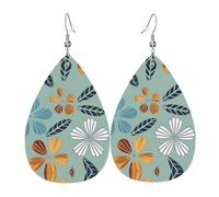 Orecchini pendenti a goccia in pelle con stampa floreale chiara da donna, versatili ed eleganti da indossare tutti i giorni