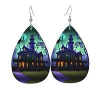 Orecchini pendenti a goccia neri con stampa a forma di palazzo infestato da donna, gioielli alla moda, accessorio per uso quotidiano